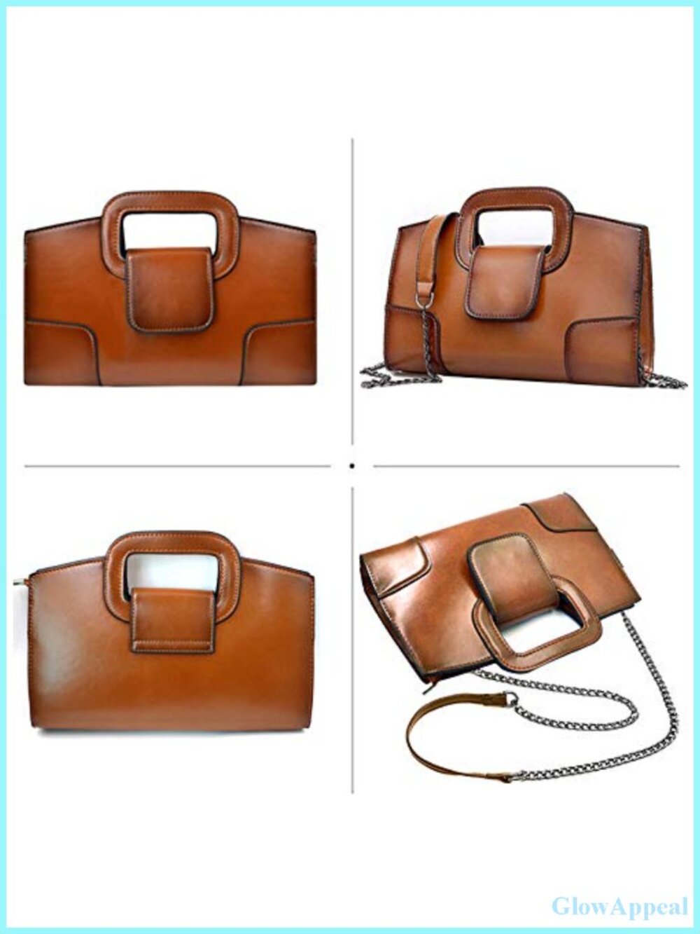 Women's Vintage Flap Satchel Handbag PU Leather Clutch Purse Shoulder Bag - Picture 3 of 6